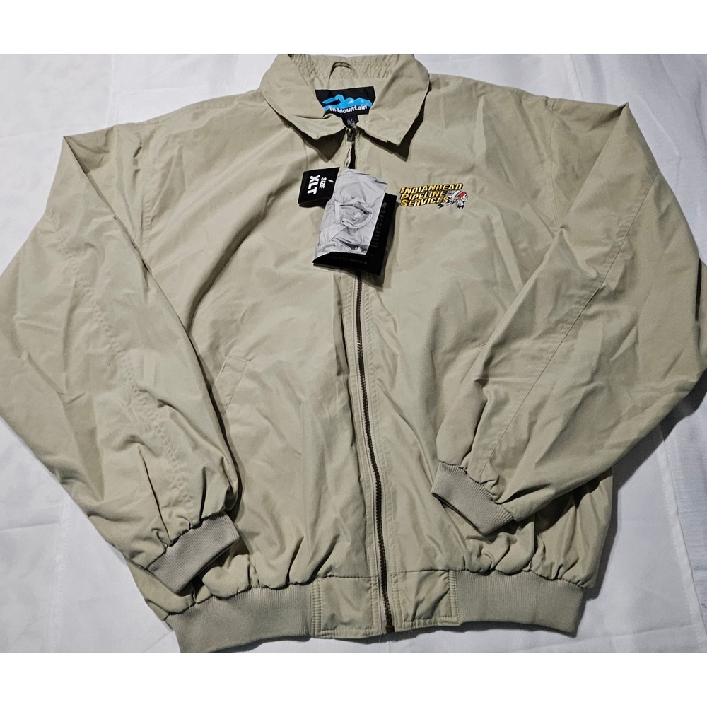 Tri-Mountain 6000‎ Achiever Jacket Mens XLT Khaki Tan Pipeline Services Logo New